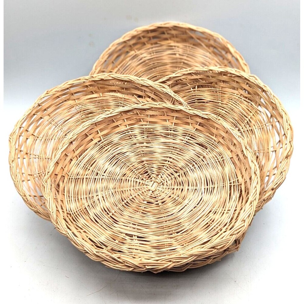 Wicker Straw Paper Plate Holders  Decor Bamboo 9'' Set of 12